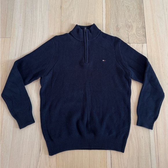 Tommy Hilfiger Navy Blue Quarter Zip Sweater Size Large - Picture 1 of 3
